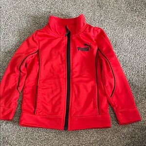Puma Kids Red Zip Jacket with Black Trim